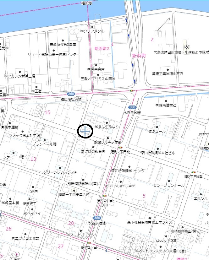 福山市曙町1丁目貸事務所位置図福山市の不動産