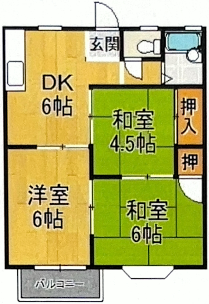 【賃貸アパート】福山市幕山台6丁目サントピアアイ間取り