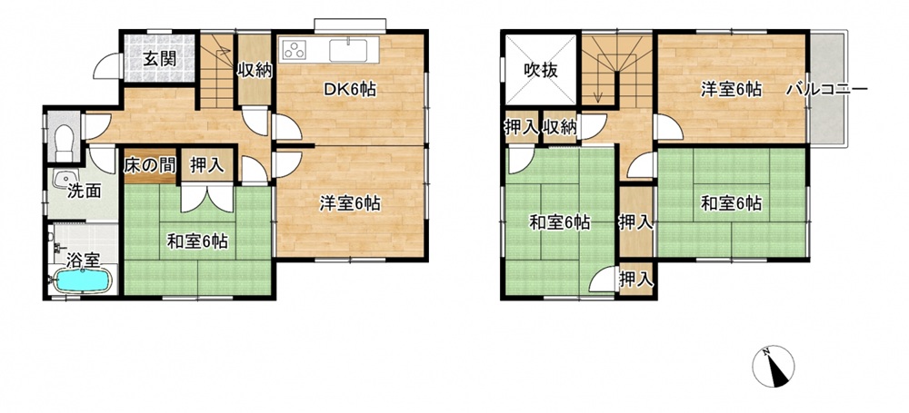 福山市神辺町字道上売戸建て間取り図